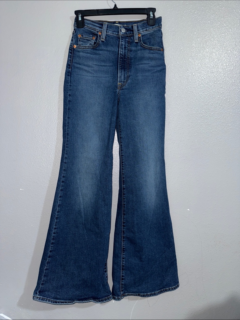 Levi's Ribcage Bell Dark Blue High-Rise Wide-Leg Jeans